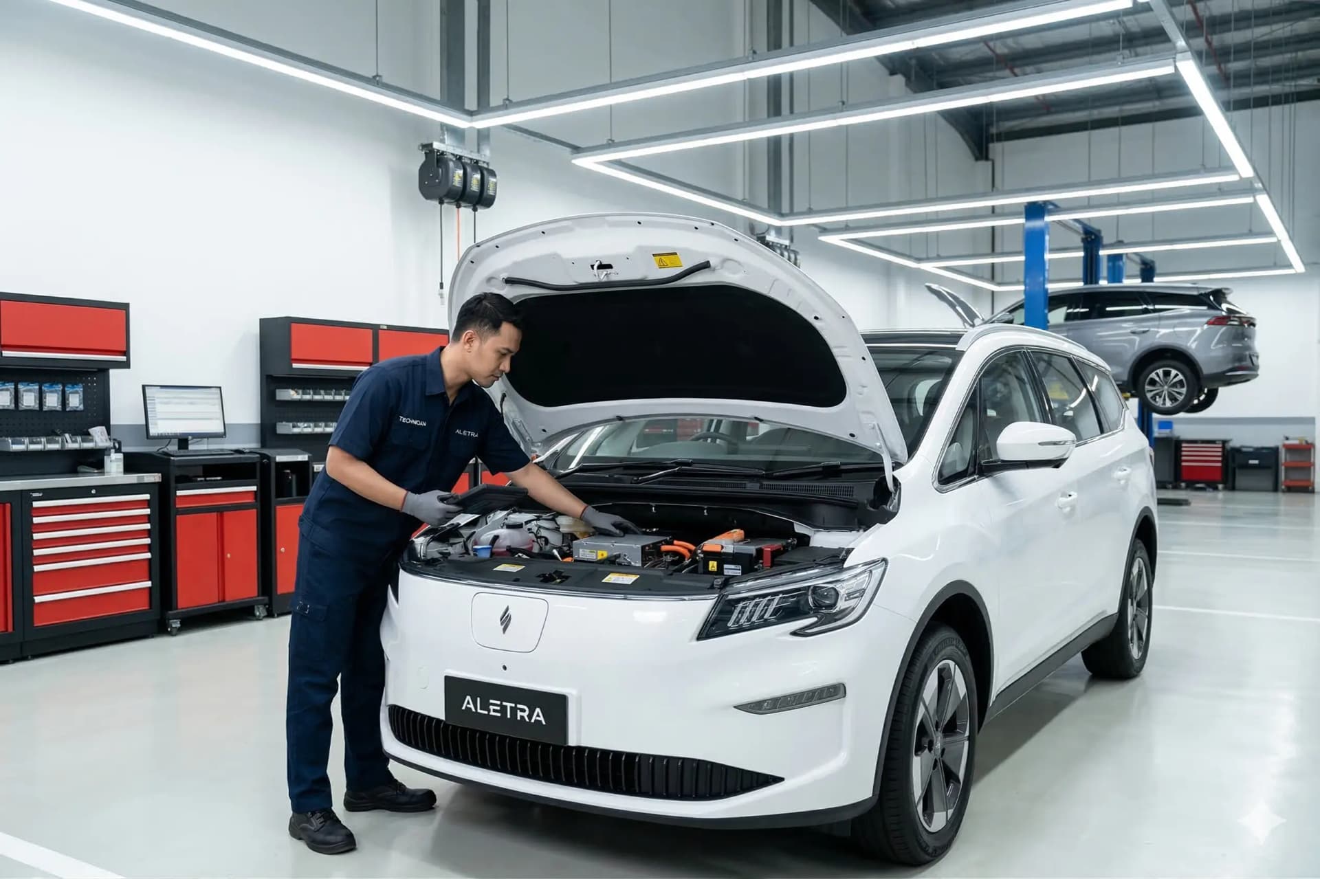 Maintenance armada mobil listrik Aletra L8